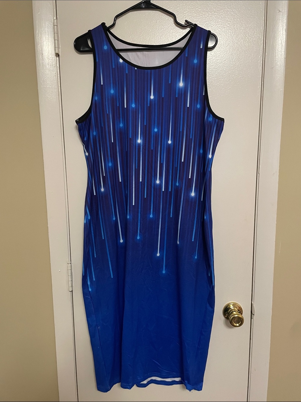 Blue Shooting Star Print Sleeveless Midi Dress Plus Size
